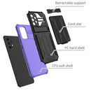 For Samsung Galaxy A32 4G Armor Card PC + TPU Shockproof Case with Card Slot & Invisible Holder(Purple)