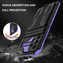 For Samsung Galaxy A32 4G Armor Card PC + TPU Shockproof Case with Card Slot & Invisible Holder(Purple)
