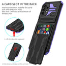 For Samsung Galaxy A32 5G Armor Card PC + TPU Shockproof Case with Card Slot & Invisible Holder(Purple)