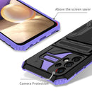For Samsung Galaxy A32 5G Armor Card PC + TPU Shockproof Case with Card Slot & Invisible Holder(Purple)