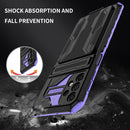 For Samsung Galaxy A32 5G Armor Card PC + TPU Shockproof Case with Card Slot & Invisible Holder(Purple)