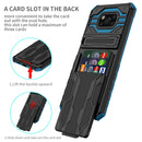 For Xiaomi Poco X3 Armor Card PC + TPU Shockproof Case with Card Slot & Invisible Holder(Blue)