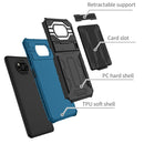 For Xiaomi Poco X3 Armor Card PC + TPU Shockproof Case with Card Slot & Invisible Holder(Blue)