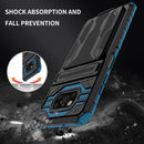 For Xiaomi Poco X3 Armor Card PC + TPU Shockproof Case with Card Slot & Invisible Holder(Blue)