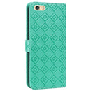 Embossed Big Small Concentric Squares Pattern Horizontal Flip Leather Case with Card Slot & Holder & Wallet For iPhone SE 2022 / SE 2020 / 8 / 7 / 6s / 6(Green)