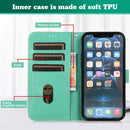 Embossed Big Small Concentric Squares Pattern Horizontal Flip Leather Case with Card Slot & Holder & Wallet For iPhone SE 2022 / SE 2020 / 8 / 7 / 6s / 6(Green)