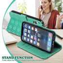 Embossed Big Small Concentric Squares Pattern Horizontal Flip Leather Case with Card Slot & Holder & Wallet For iPhone SE 2022 / SE 2020 / 8 / 7 / 6s / 6(Green)