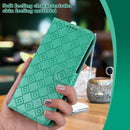 Embossed Big Small Concentric Squares Pattern Horizontal Flip Leather Case with Card Slot & Holder & Wallet For iPhone SE 2022 / SE 2020 / 8 / 7 / 6s / 6(Green)