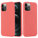 For iPhone 13 Pro Max Shockproof Silicone Magnetic Magsafe Case (Pink Orange)