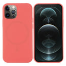 For iPhone 13 Pro Max Shockproof Silicone Magnetic Magsafe Case (Pink Orange)