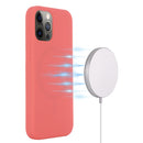 For iPhone 13 Pro Max Shockproof Silicone Magnetic Magsafe Case (Pink Orange)