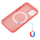 For iPhone 13 Pro Max Shockproof Silicone Magnetic Magsafe Case (Pink Orange)