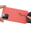 For iPhone 13 Pro Max Shockproof Silicone Magnetic Magsafe Case (Pink Orange)