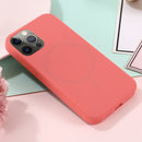 For iPhone 13 Pro Max Shockproof Silicone Magnetic Magsafe Case (Pink Orange)