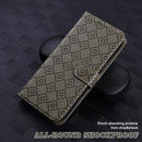 For Sony Xperia 1 Embossed Big Small Concentric Squares Pattern Horizontal Flip Leather Case with Card Slot & Holder & Wallet(Grey)