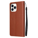 Multifunctional Horizontal Flip Leather Case, with Three Card Slot & Holder & Photo Frame & Lanyard For iPhone 13 mini(Brown)