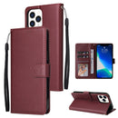 Multifunctional Horizontal Flip Leather Case, with Three Card Slot & Holder & Photo Frame & Lanyard For iPhone 13 mini(Red Wine)
