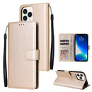 Multifunctional Horizontal Flip Leather Case, with Three Card Slot & Holder & Photo Frame & Lanyard For iPhone 13 mini(Tyrant Gold)