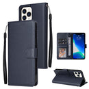 Multifunctional Horizontal Flip Leather Case, with Three Card Slot & Holder & Photo Frame & Lanyard For iPhone 13 mini(Navy)