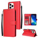 Multifunctional Horizontal Flip Leather Case, with Three Card Slot & Holder & Photo Frame & Lanyard For iPhone 13(Red)