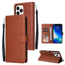 Multifunctional Horizontal Flip Leather Case, with Three Card Slot & Holder & Photo Frame & Lanyard For iPhone 13 Pro(Brown)