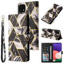 For Samsung Galaxy A22 5G Marble Bronzing Stitching Horizontal Flip PU Leather Case with Holder & Card Slots & Wallet & Photo Frame(Black)
