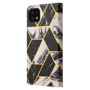 For Samsung Galaxy A22 5G Marble Bronzing Stitching Horizontal Flip PU Leather Case with Holder & Card Slots & Wallet & Photo Frame(Black)