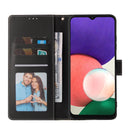 For Samsung Galaxy A22 5G Marble Bronzing Stitching Horizontal Flip PU Leather Case with Holder & Card Slots & Wallet & Photo Frame(Black)