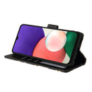 For Samsung Galaxy A22 5G Marble Bronzing Stitching Horizontal Flip PU Leather Case with Holder & Card Slots & Wallet & Photo Frame(Black)