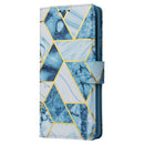 For Samsung Galaxy S21 FE 5G Marble Bronzing Stitching Horizontal Flip PU Leather Case with Holder & Card Slots & Wallet & Photo Frame(Blue)