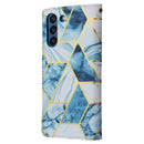 For Samsung Galaxy S21 FE 5G Marble Bronzing Stitching Horizontal Flip PU Leather Case with Holder & Card Slots & Wallet & Photo Frame(Blue)