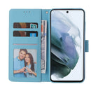 For Samsung Galaxy S21 FE 5G Marble Bronzing Stitching Horizontal Flip PU Leather Case with Holder & Card Slots & Wallet & Photo Frame(Blue)
