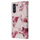 For Samsung Galaxy S21 FE 5G Marble Bronzing Stitching Horizontal Flip PU Leather Case with Holder & Card Slots & Wallet & Photo Frame(Rose Gold)