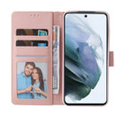For Samsung Galaxy S21 FE 5G Marble Bronzing Stitching Horizontal Flip PU Leather Case with Holder & Card Slots & Wallet & Photo Frame(Rose Gold)