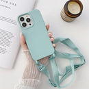 Elastic Silicone Protective Case with Wide Neck Lanyard For iPhone 13 mini(Sky Blue)