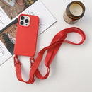 Elastic Silicone Protective Case with Wide Neck Lanyard For iPhone 12 mini(Red)