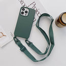 Elastic Silicone Protective Case with Wide Neck Lanyard For iPhone 12 / 12 Pro(Dark Green)