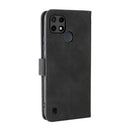 For OPPO Realme C21Y Solid Color Skin Feel Magnetic Buckle Horizontal Flip Calf Texture PU Leather Case with Holder & Card Slots & Wallet(Black)
