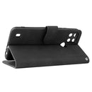For OPPO Realme C21Y Solid Color Skin Feel Magnetic Buckle Horizontal Flip Calf Texture PU Leather Case with Holder & Card Slots & Wallet(Black)