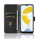 For OPPO Realme C21Y Solid Color Skin Feel Magnetic Buckle Horizontal Flip Calf Texture PU Leather Case with Holder & Card Slots & Wallet(Black)