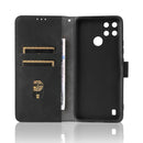 For OPPO Realme C21Y Solid Color Skin Feel Magnetic Buckle Horizontal Flip Calf Texture PU Leather Case with Holder & Card Slots & Wallet(Black)