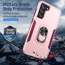 For Samsung Galay S21 FE Pioneer Armor Heavy Duty PC + TPU Shockproof Case with Holder(Pink)