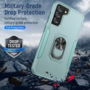 For Samsung Galay S21 FE Pioneer Armor Heavy Duty PC + TPU Shockproof Case with Holder(Green)