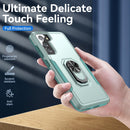 For Samsung Galay S21 FE Pioneer Armor Heavy Duty PC + TPU Shockproof Case with Holder(Green)