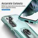 For Samsung Galay S21 FE Pioneer Armor Heavy Duty PC + TPU Shockproof Case with Holder(Green)