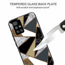 For Xiaomi Redmi 10 Abstract Marble Pattern Glass Protective Case(Rhombus Golden)