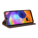 For Samsung Galaxy A31 Simple Suction Closure Horizontal Flip Leather Case with Holder & Card Slot & Wallet(Brown)