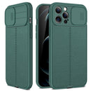 Litchi Texture Sliding Camshield TPU Protective Case For iPhone 13(Dark Green)