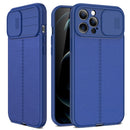 Litchi Texture Sliding Camshield TPU Protective Case For iPhone 13 Pro Max(Blue)