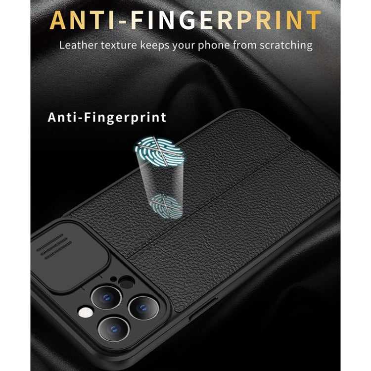 Litchi Texture Sliding Camshield TPU Protective Case For iPhone 13 Pro Max(Black)